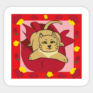 Cat and flowers Sticker